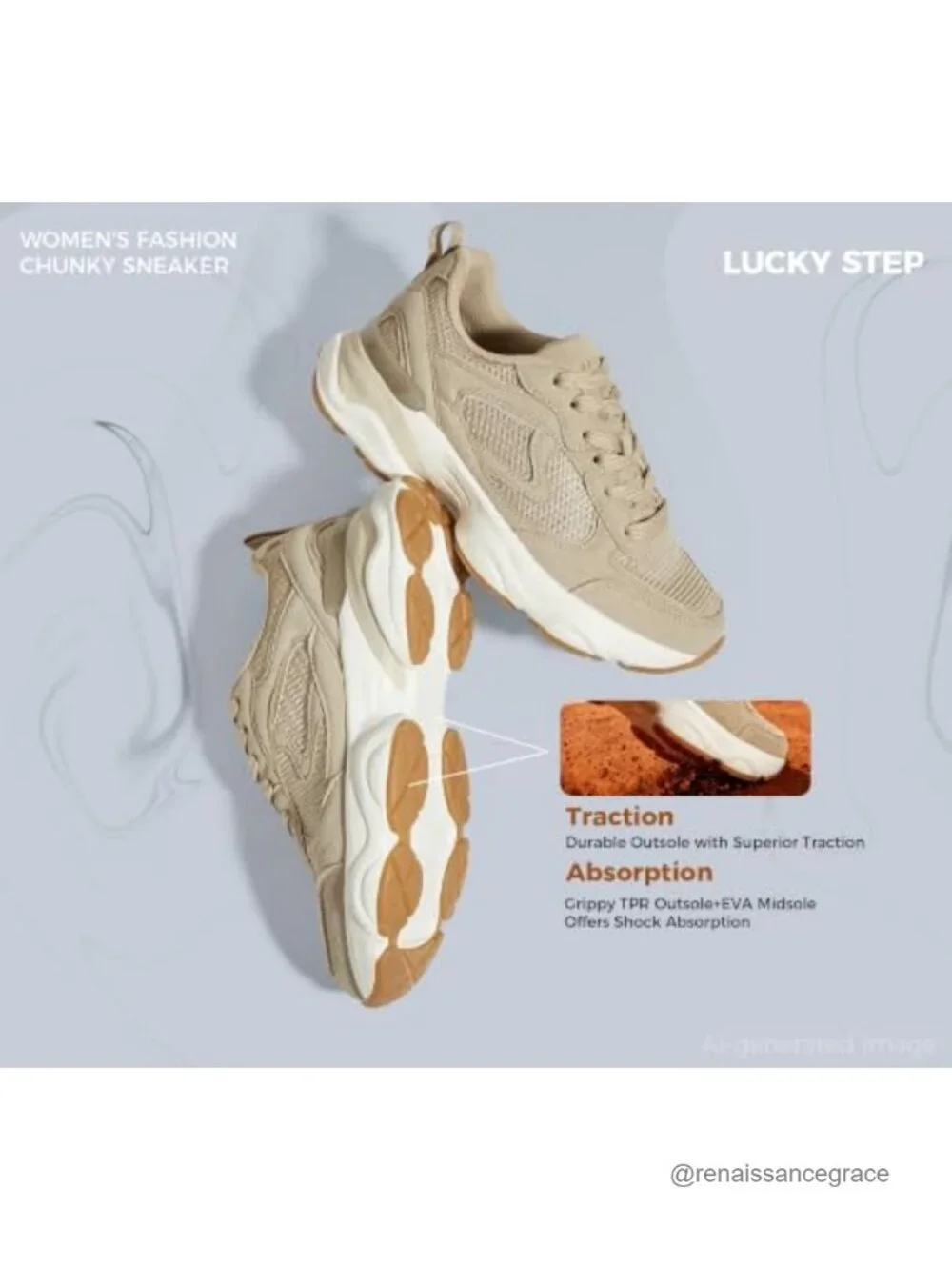 Chunky Platform Walking Sneakers Faux Leather Mesh Slip Resistant